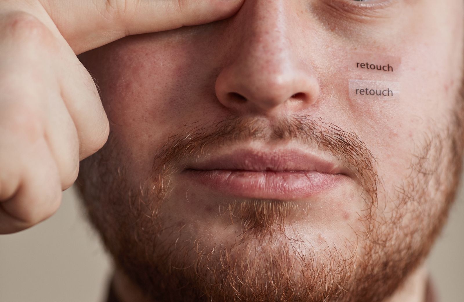 Close-up of photo retouching in progress